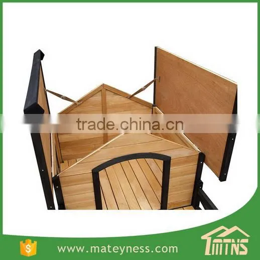 Large Pet Wooden Dog House With Patio Wooden Timber Bed Porch Deck photo-5