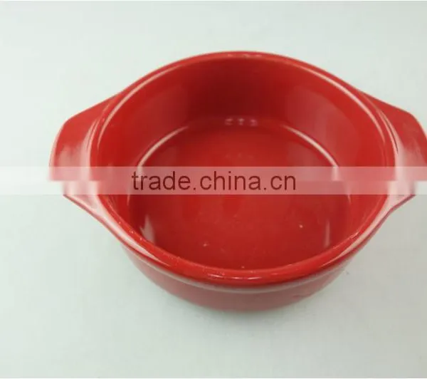 Stocklot Red Glaze Ceramic Round Bakeware With Handles photo-2