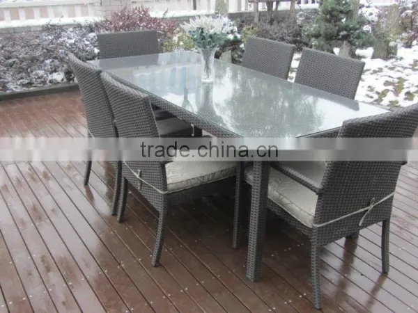 All Season Outdoor Furniture Rectangle Rattan Table and Chairs Dining Set photo-5
