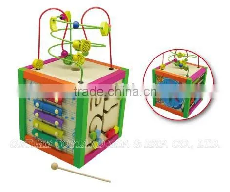 Wooden activity cube,colored wooden cubes