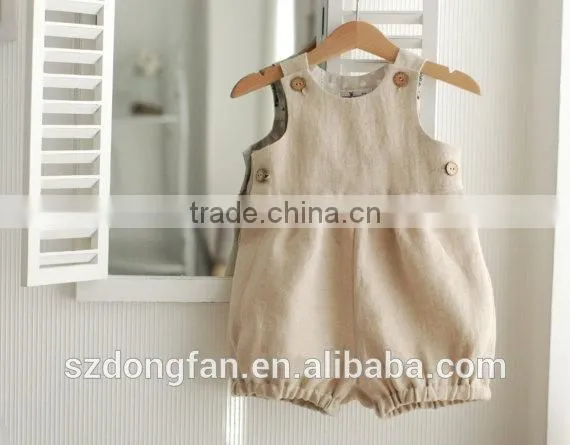 Newborn Baby Boy Orangic Cotton Shortall Cute Fashion Plain Jon Jon Romper photo-4