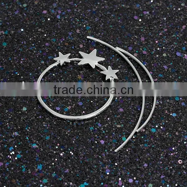 Wholesale Zinc Based Alloy Circle Ring Silver Tone Pentagram Star Wedding Hairpins photo-3