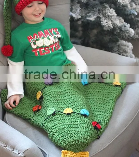 Kid Diy Crochet Kit Christmas Tree Tail Blanket and Elf Hat photo-4