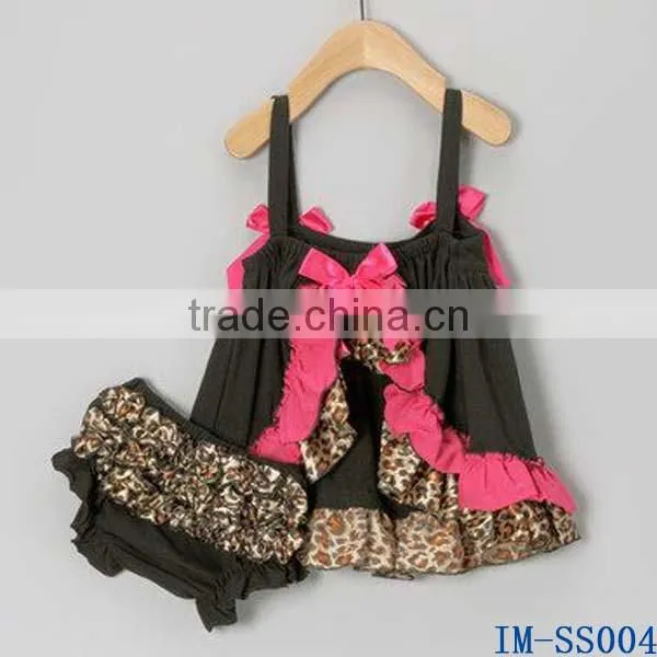 Hot Sale Infant Two Pieces Clothing Sets Cute Newborn Baby Cotton Swing Top Bloomer Sets for Girls IM-SS004