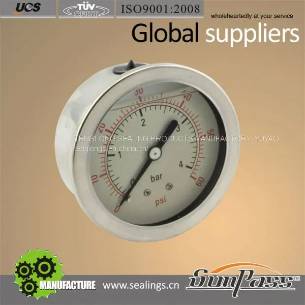 Outdoors Chemical Corrosion Resistance Stainless Steel Oil Filled Pressure Gauge
