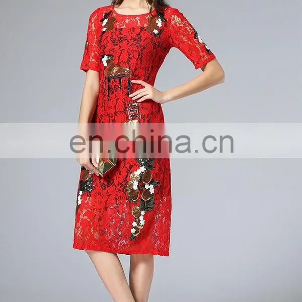 High Quality Midi Lace Dress, Oem Women Clothing Factory Dress photo-4
