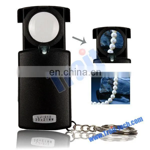 LJ-012 Black Mini Pull-type 30X Jewelry Magnifier with LED Light Source