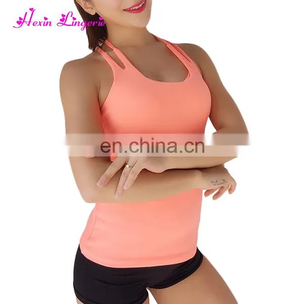 Oem Factory Wholesale Fashion Women Sports Yoga Orange Tank Top Gym photo-2