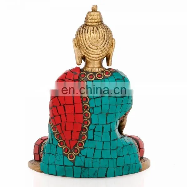Buddha Statue Buddhism Tibet Medicine Brass Turquoise God Idol Tibetan Sakyamuni Brass Tibetan Medicine Blessing Buddhism Art photo-3