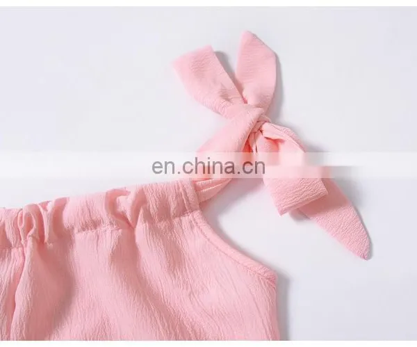 2019 New Wide Leg Korean Fashion Pink Ruffle Pants Jumpsuits for Girls photo-5