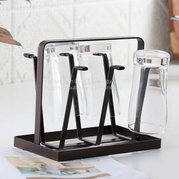 New Iron Metal Craft Japanese Upside-down Cup Drain Rack Glass Hanger Shelf Container Cup Drying Holder Kitchen Accessories photo-2