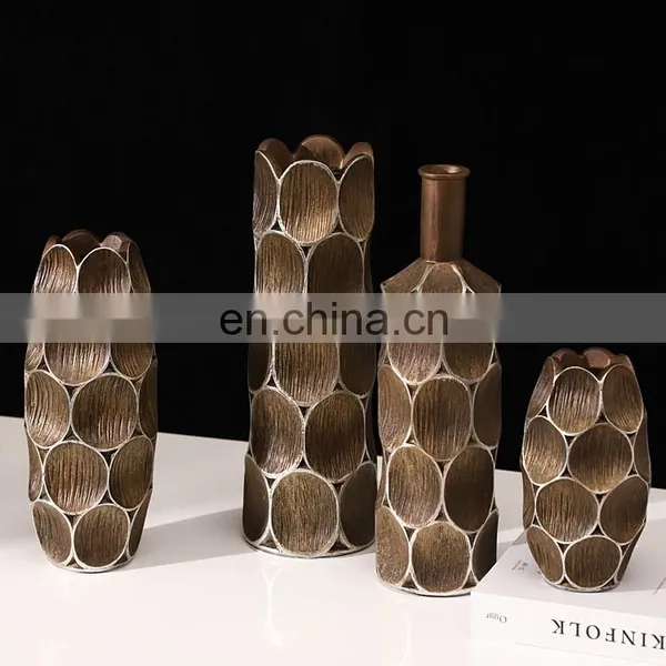 Support Customized Cheap Italian Style Interior Decoration Ornaments Modern Resin Dried Flower Vase photo-5