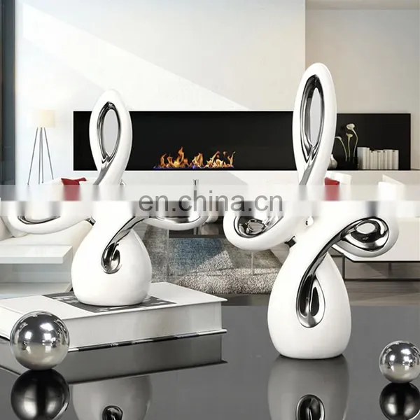 Nordic Modern Hotel Home Decoration Creative Design Artwork Silver-plated Ceramic Living Room Ornaments photo-6
