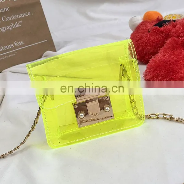 2020 Wholesale Fashion Korea, Version Cute Little Baby Girls Candy Neon Clear Jelly Bag Purse Shoulder Bag Kid Handbag/ photo-5