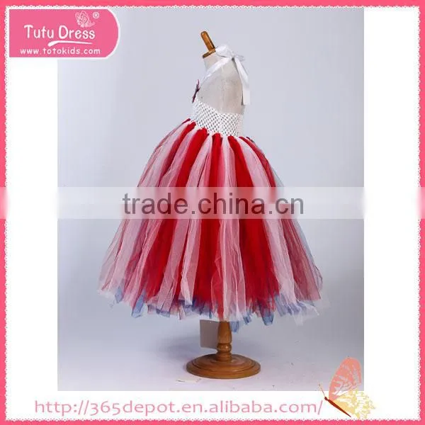 Ruffle Navy Blue Star Decoration Fluffy Voile Girl's Dress Children Frocks Designs photo-2