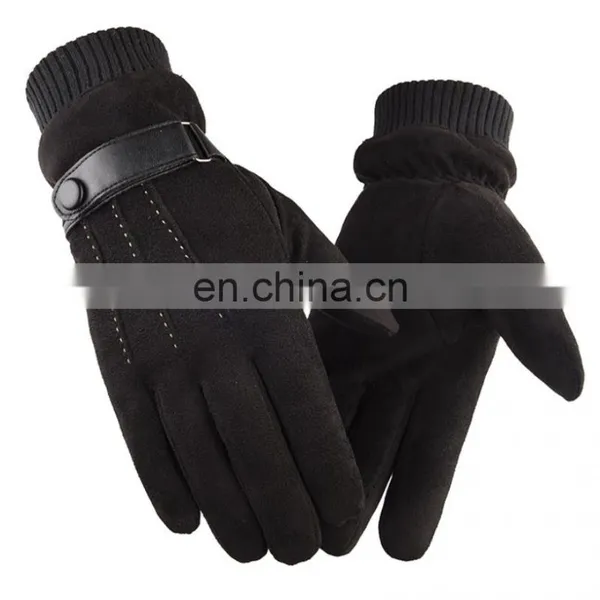 Cheap Women Men Fleece Lined Suede Fabriccar Bike Winter Warm Hand Bicycle Cycling Driving Gloves photo-3