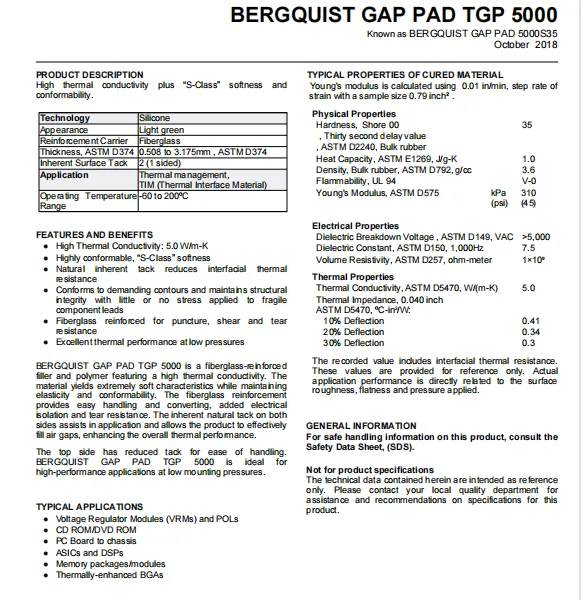 BERGQUIST GP5000S35 GAP PAD 5000S35 GAP PAD TGP 5000 photo-4