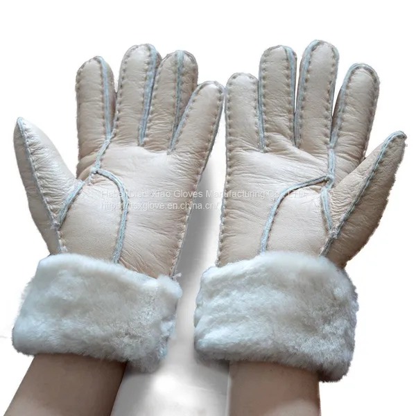 Winter Gloves Real Australia Sheepskin Ladies Sheepskin Leather Gloves for Women photo-4