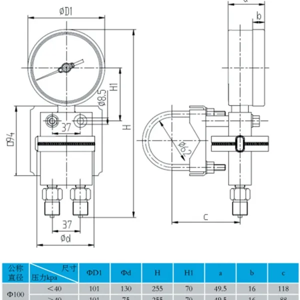 Single Diaphragm Differential Pressure Gauge With Balance Valve photo-3