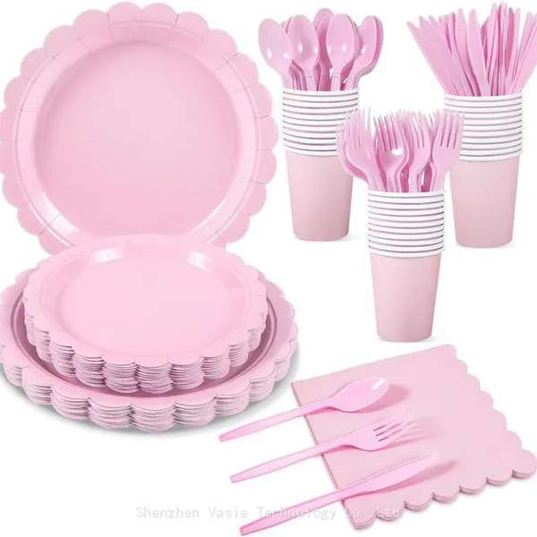 Cross-Border Hot Sale Party Tableware Kits - Plates, Cups & Cutlery for Wholesale photo-2