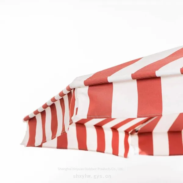 Customized Striped Vintage Patio Umbrella With Outdoor Fiberglass Wooden Pole for the Beach photo-4