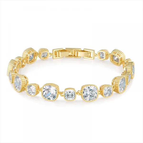 Paperclip Chain Bracelet 14K Gold Plated Cubic Zirconia Watch Strap Chunky Link Adjustable Stackable Jewelry For Women Girl Gift photo-5
