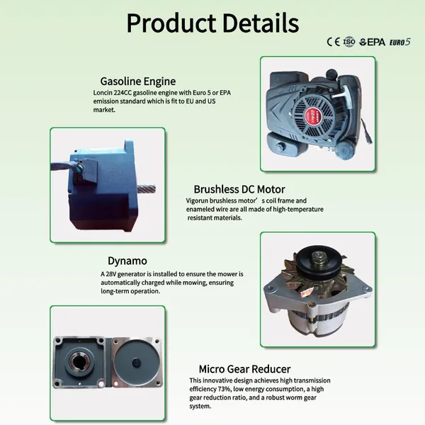 Vigorun Auto Mower Working Degree 35° Long Service Life Tracked Chassis for Wetlands & Marshes photo-3