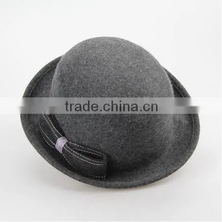 Ladies 100% Wool Felt Hat 57cm Women Wool Felt Hat Promotional Fedora Hat Wholesale Fashion Top Round Wool Felt Fedora Hat