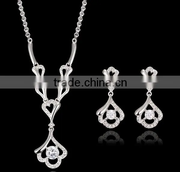 Fashion Elegant Crystal Shaped Necklace Earring Jewelry Set photo-2