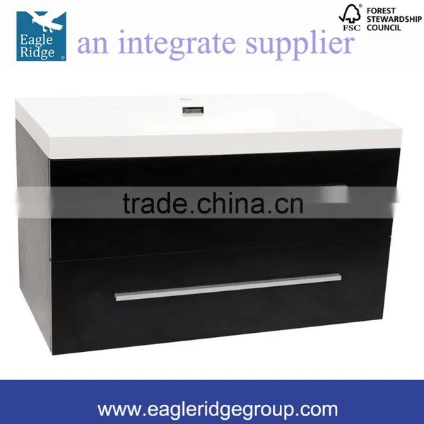 Double Drawers Vanity, Wall Hung Vanity, Wood Grain Bathroom Vanity K900P photo-2