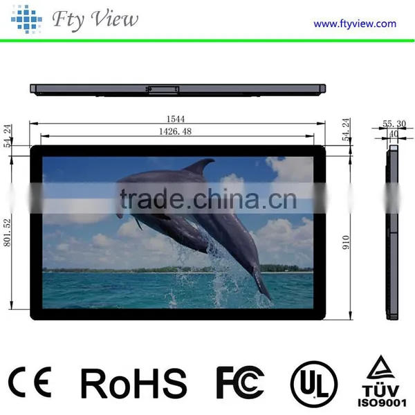65 Inch Indoor Wall Mounted Digital Signage Advertising Player With Single Version