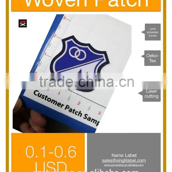Custom High quality woven clothing patch ,laser cutting patch