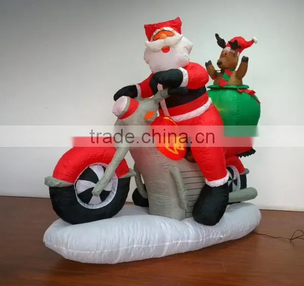 DJ-XT-47 Christmas Inflatable Santa on Motorbike Air Blown Giant Street Decoration photo-3