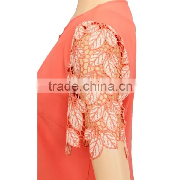 2015 Own Design 100% Polyester Applique Sleeve Lady Blouse photo-4