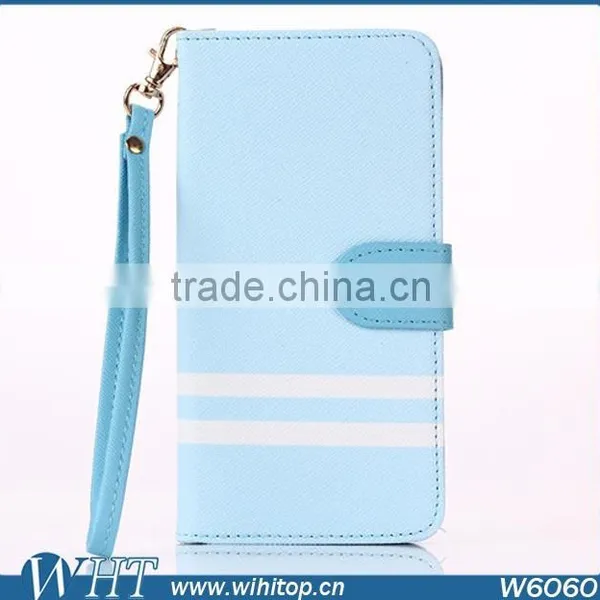 Case For IPhone 6 Plus Wallet Leather Case + Strips Color Mix Design With Card Slots PU Leather photo-4