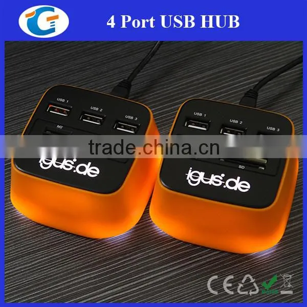 Laser Engraved Light Up Logo ABS Plastic RoHS Micro USB Hub photo-5