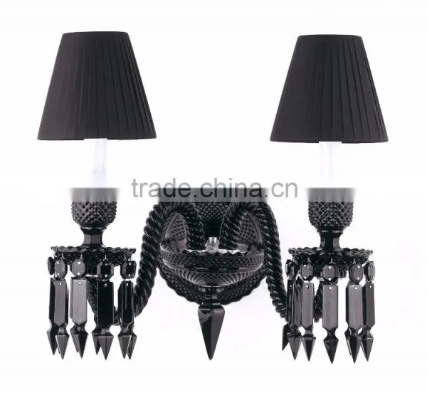 Fashion Crystal Wall Light , Led Wall Light With Black Lamp Shade