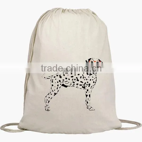New Fashion Design China Wholesale 100% Cotton Sport Drawstring Backpack photo-3