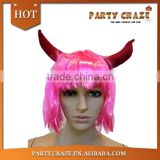 Womens Devil Horn Cheap Short Pink Wig