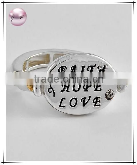 Two-tone Love Faith Hope Stretch Message Ring