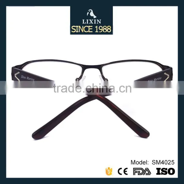 Luxury Brand New Design Metal Half-Rim Glasses Frame Rhinestone Women Black/Gray/Brown/Silver Frame Wide Temple SM4025 photo-3