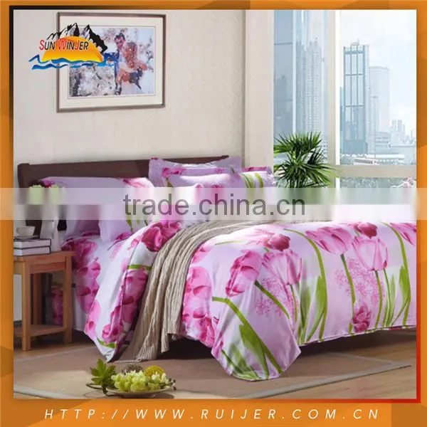 Reactive Printing Floral Design Colorful Quilt Bedspread Set photo-3