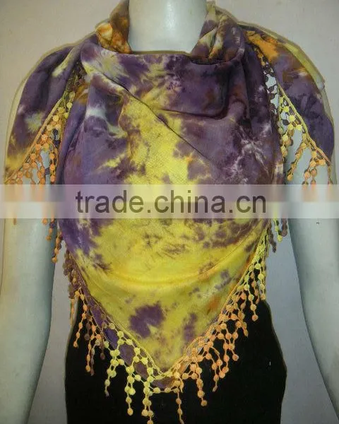 100% Cotton With Lace Scarves/scarf