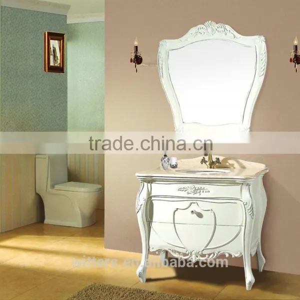 Fashion Glossy White Bathroom Cabinet With Mirror WTS351 photo-5