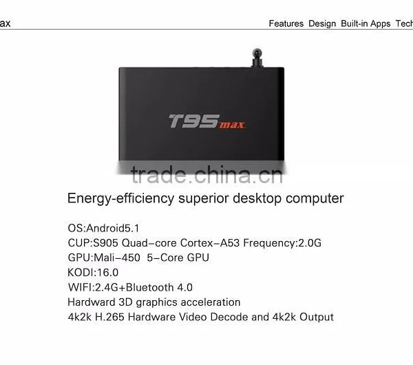 T95max Amlogic S905 With Wifi KODI 16.0 Smart TV BOX Android Octa Core Tv-box X96 4K 1G 8G hd KODI 16.0 TV BOX photo-5