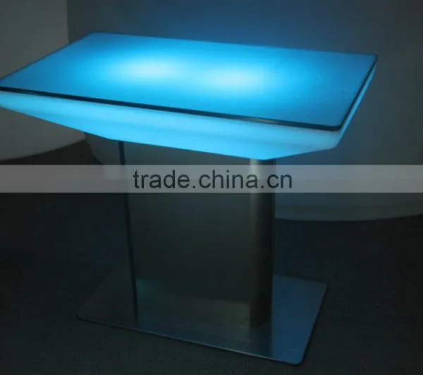 Led Illuminated Color Changeable Rectangular Glass Top Dining Tables photo-6