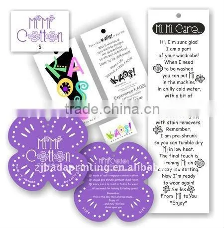 2012Custom Printed Paper Garment Tags