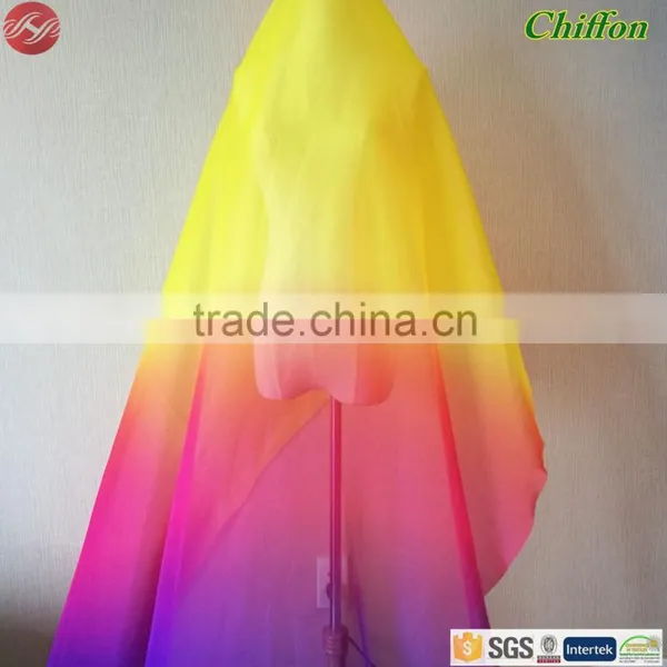 30D 100 Polyester Printed Graduated Color Stage Costume Chiffon Fabric for Maxi Dress