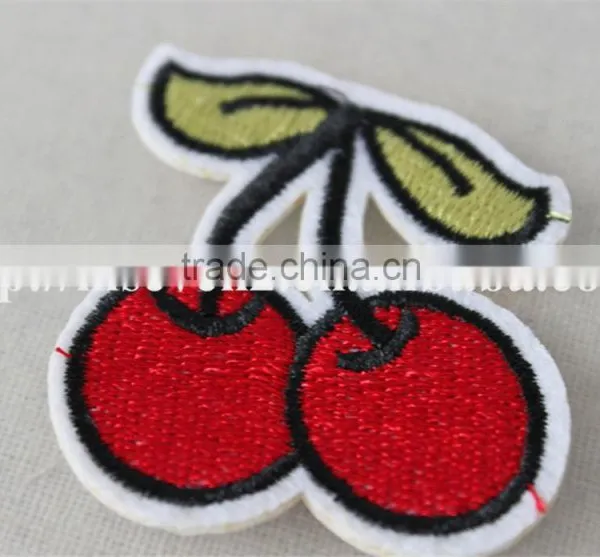 Beautiful 5*5 cm Embroidery Mini Cherry Printting Design Trim Custom Leather Patch photo-3