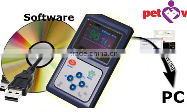 CE FDA Approved 1.8 Inch Handheld Vet Pulse Oximeter Veterinary Use Animal Blood Oximeter SPO2 PR With PC Software photo-3